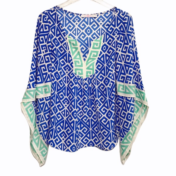 Alice & Trixie Tops - Alice & Trixie Geometric Print 100% Silk Blouse S